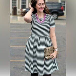 Lularoe Black and White Striped Amelia Dress